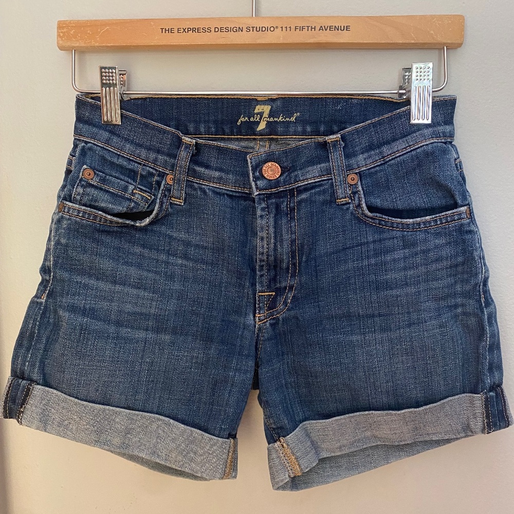 Cuffed Hem Jean Shorts